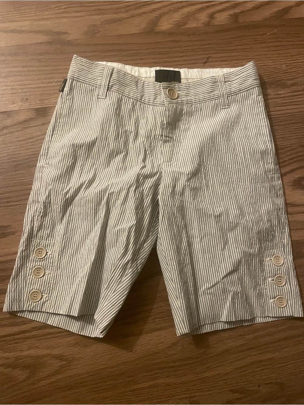 Fendi Kids Seersucker Shorts - White & Light Gray Stripe